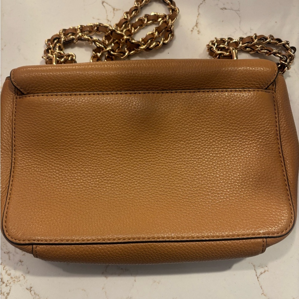 Tory Burch Brown Leather Shoulder Bag with Gold Chain - Picture 3 of 8